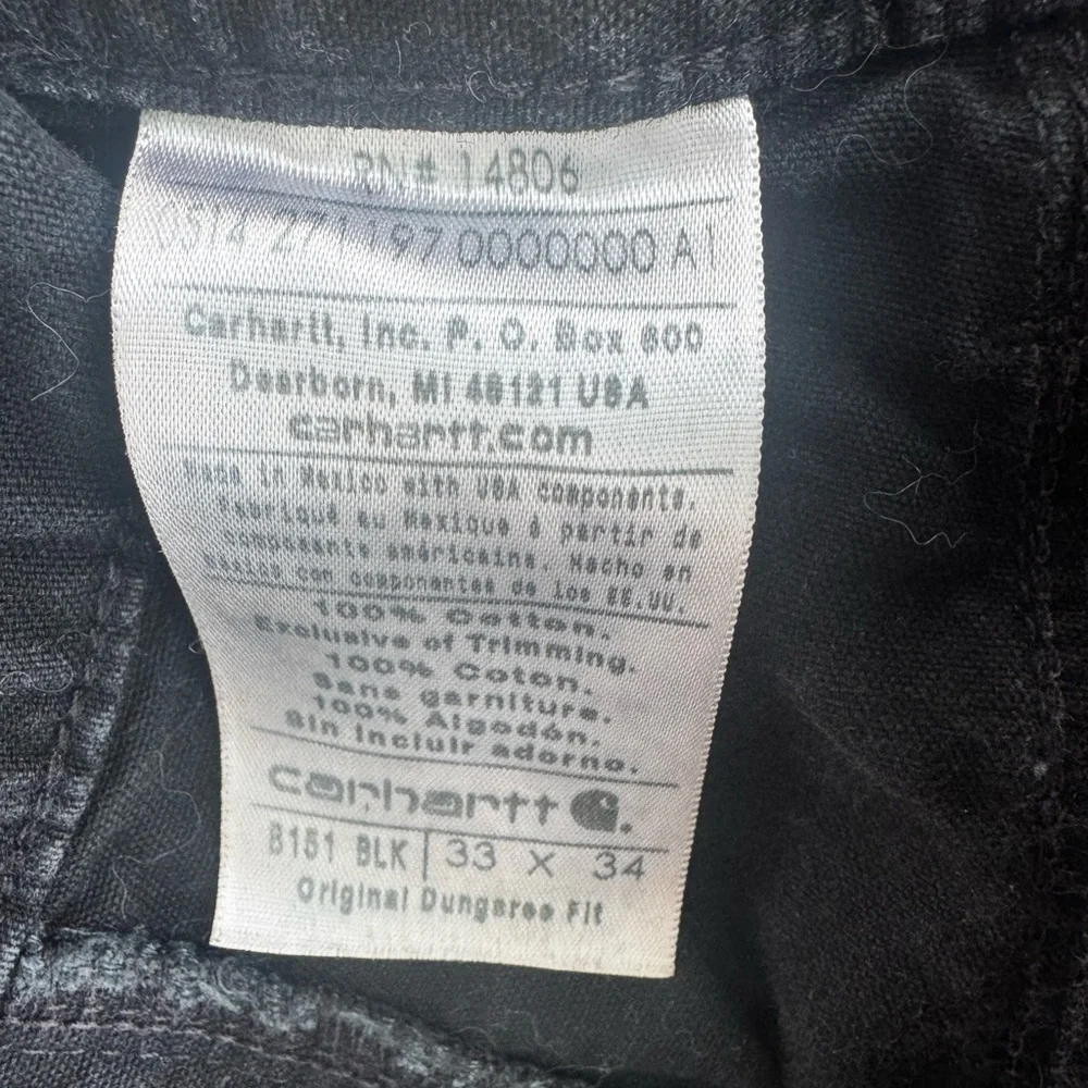 CARHARTT MEN'S UTILITY ORIGINAL DUNGAREE WORK PANT LOOSE FIT CANVAS B151 33x34 - Picture 4 of 5